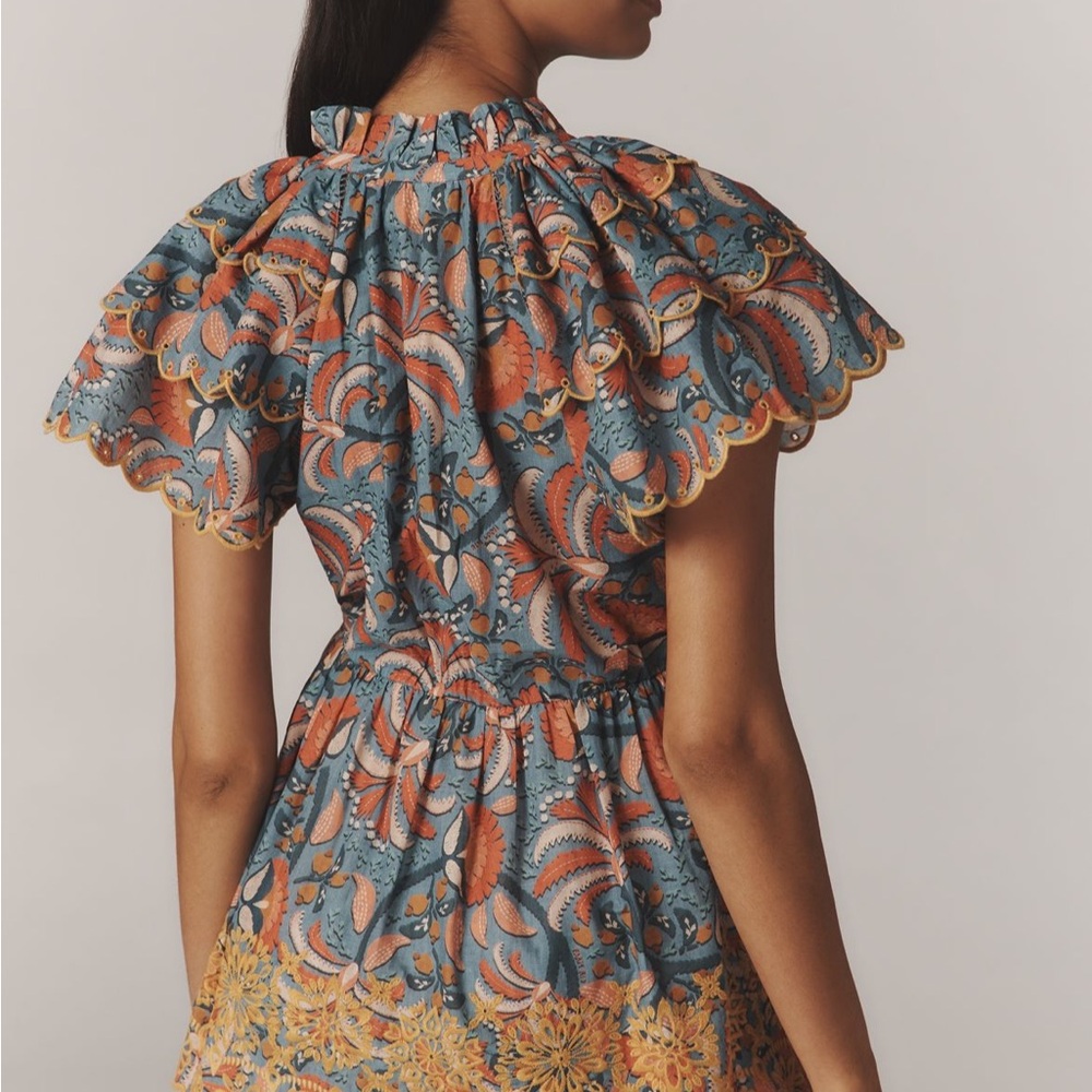 FARM Rio Blue and Orange Patterned Blouse
